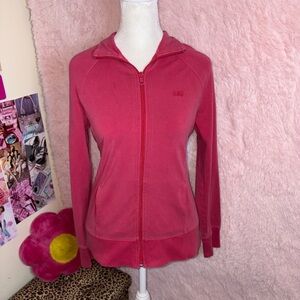 GAP Burgundy Fitted Long Sleeve Zippered Hoodie